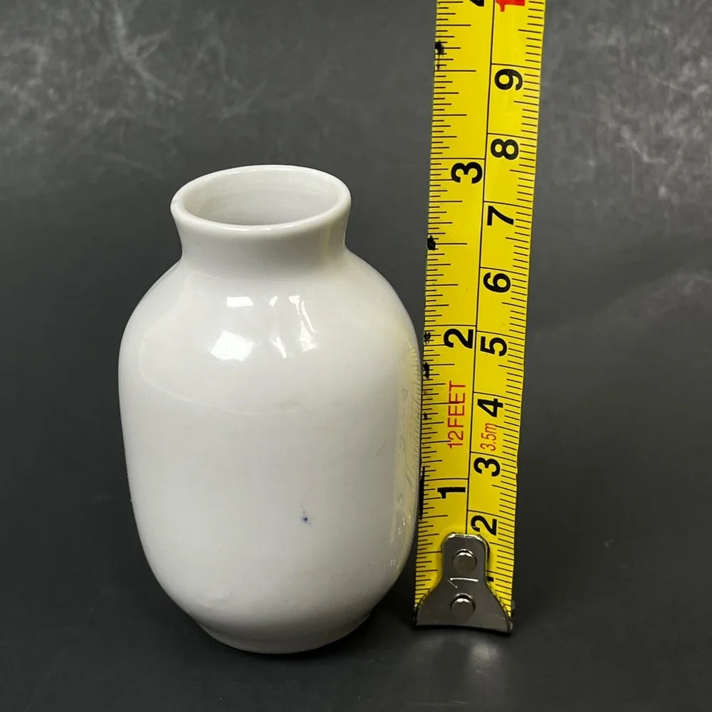 Miniature Bud Vase White Blue Hand Painted‎ Floral Chinoiserie Porcelain